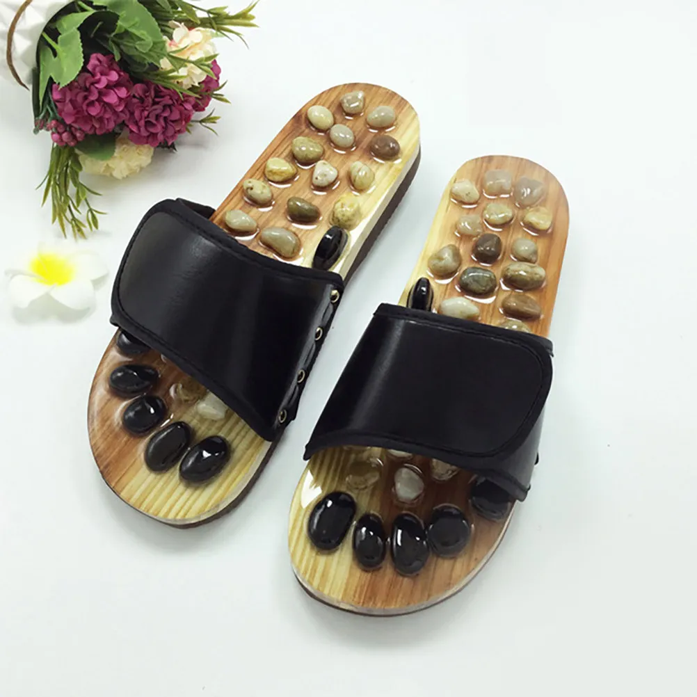 Acupressure Massage Slippers Non Slip Reflexology Foot Care Shoes Unisex Black Size 41