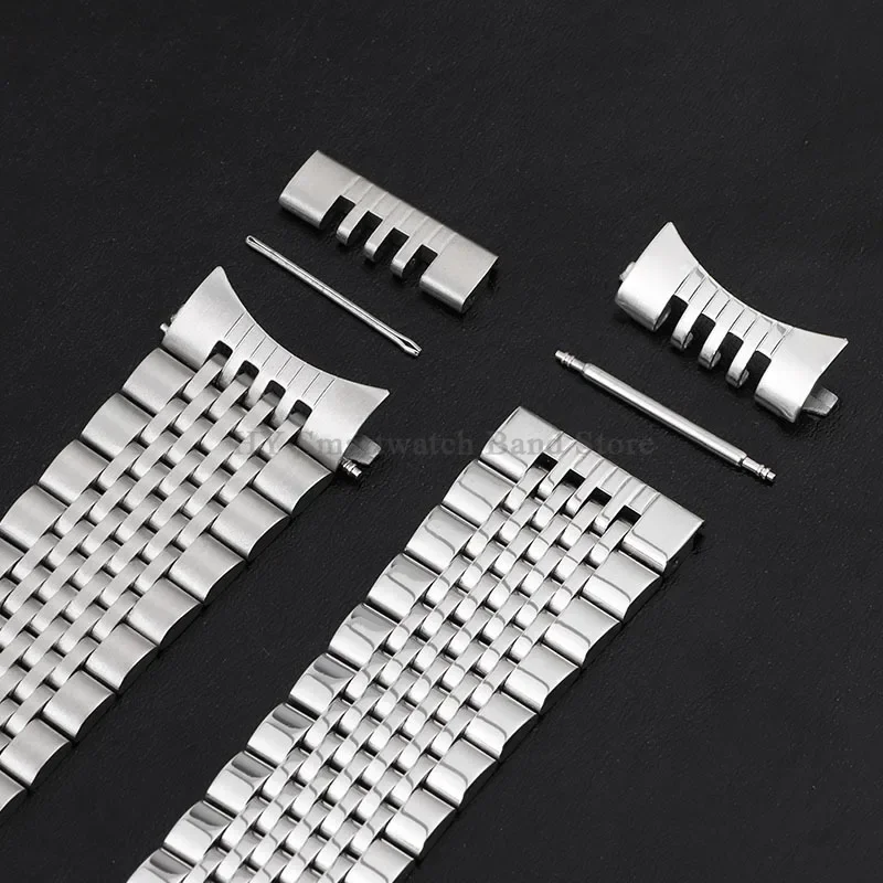 18mm 20mm 22mm cinturino per orologio in acciaio inossidabile per Seiko per Omega cinturino con estremità curva da uomo braccialetto sportivo di ricambio chiusura pieghevole