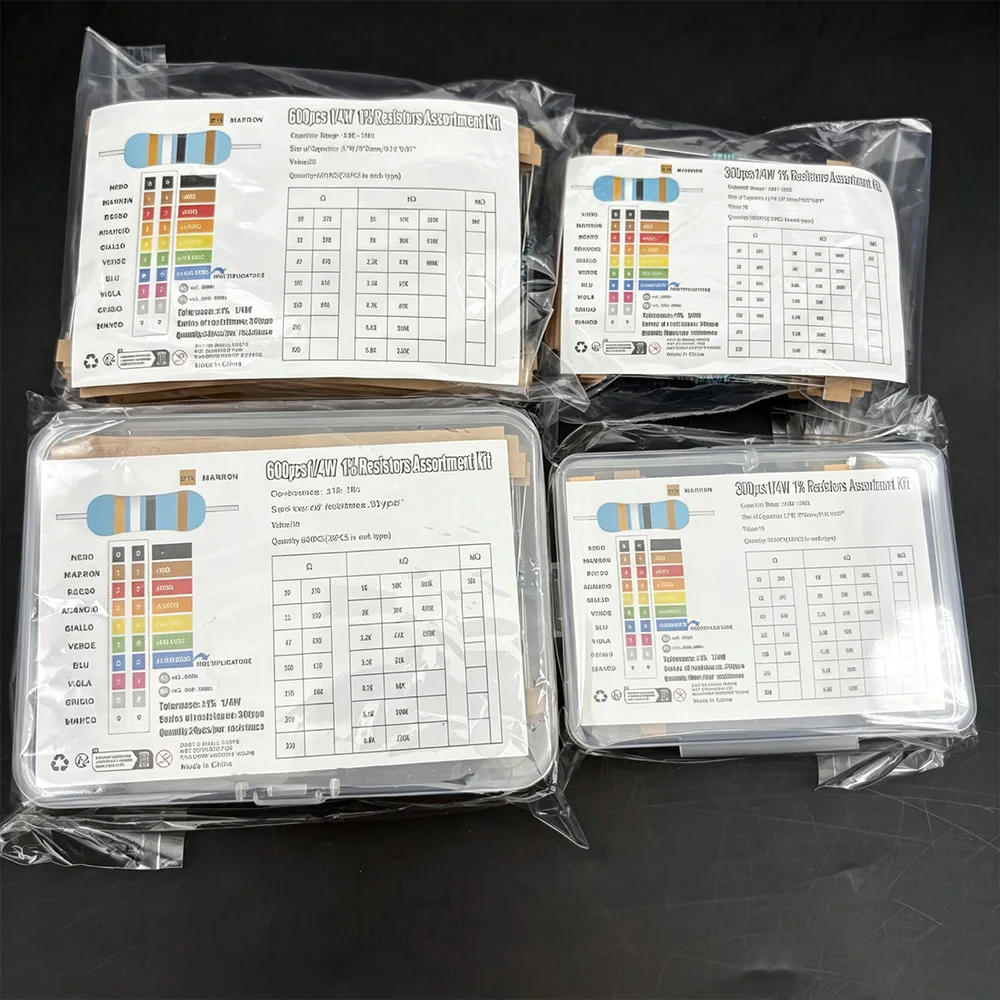 600/300Pcs Assorted Metal Film Resistor Pack 30 Kinds 1/4W 1