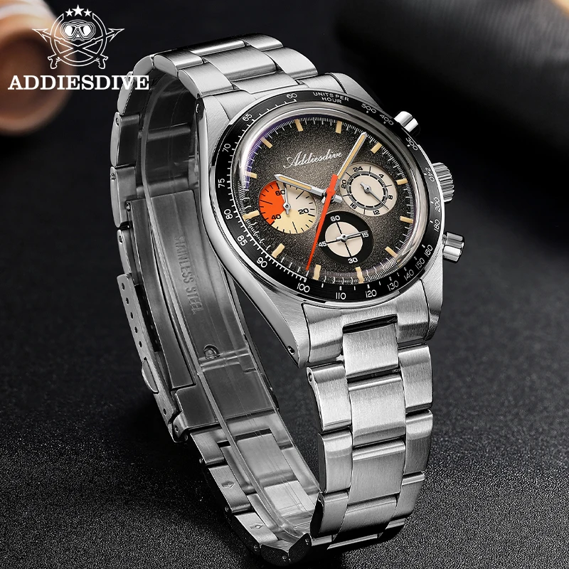 ADDIESDIVE Dress Chronograph Quartz Watch AD2551 Waterproof Super Luminous Bubble Mirror Glass Men's Diver Quartz Wristwatches