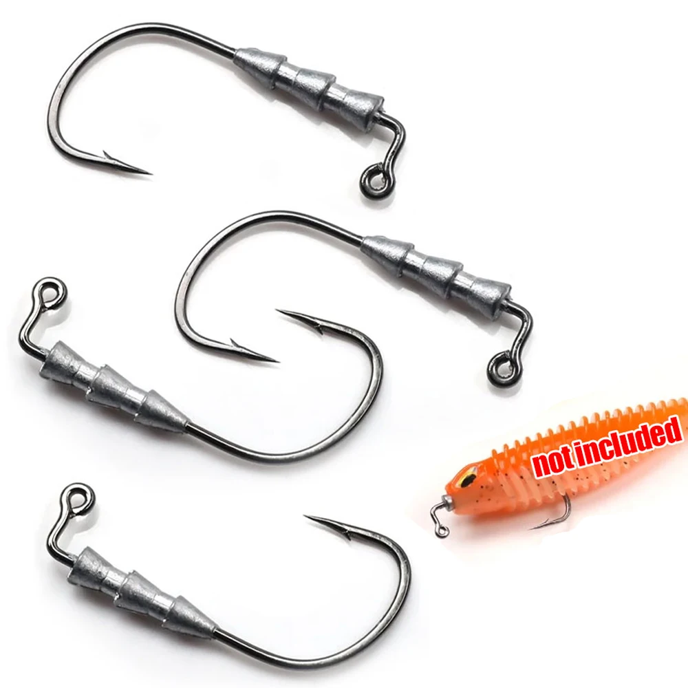 

10 шт./лот, рыболовный червячный крючок, замок, приманка, мягкая приманка, рыболовные крючки, аксессуары, крючки из высокоуглеродистой стали с весом свинца