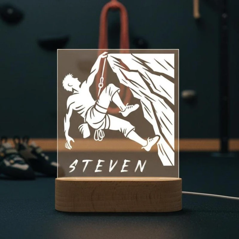 

Персонализированный ночник для скалолазов, индивидуальный ночник для спальни, подарок для любителей скалолазания, друзей и фанатов альпинизма.