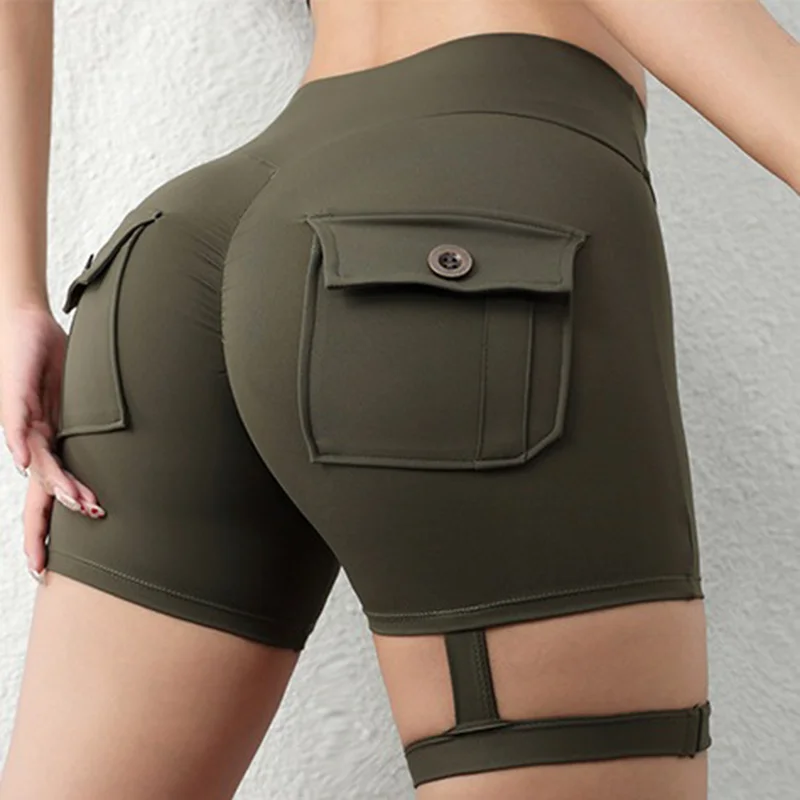 Women Sport Shorts Sexy Rope Thigh Short Pants Cycling Gym Sportwear Snmmer Slim Butt Lifting Leggings