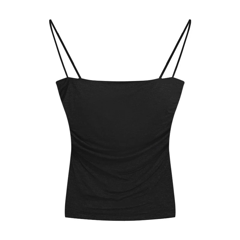 Camisola de seda de hielo para mujer, almohadilla para el pecho, parte inferior antiligera, ropa interior hermosa, parte superior corta, se puede usar fuera del chaleco, Verano