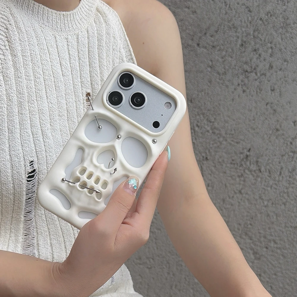 Für iPhone 18 17 16 15 12 13 14 Pro Max Modische Halloween 3D Hohlraum Wärmeableitende Totenkopf-Gesichts-Weichsilikonhülle Lustige Abdeckung – Detail 11