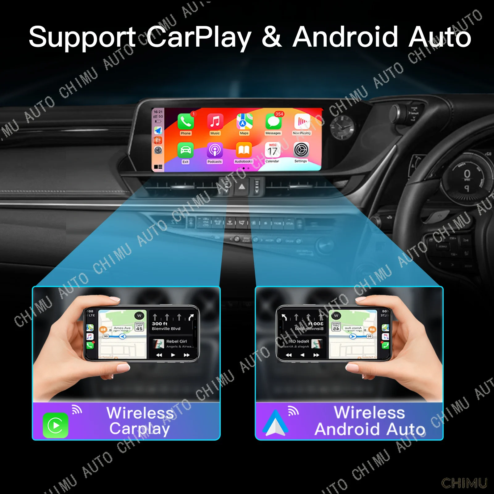 【CHIMU AUTO】 Android 14 Wireless CarPlay for Lexus ES 2018-2021 RHD 1920x720 HD Touch Screen GPS Navigator