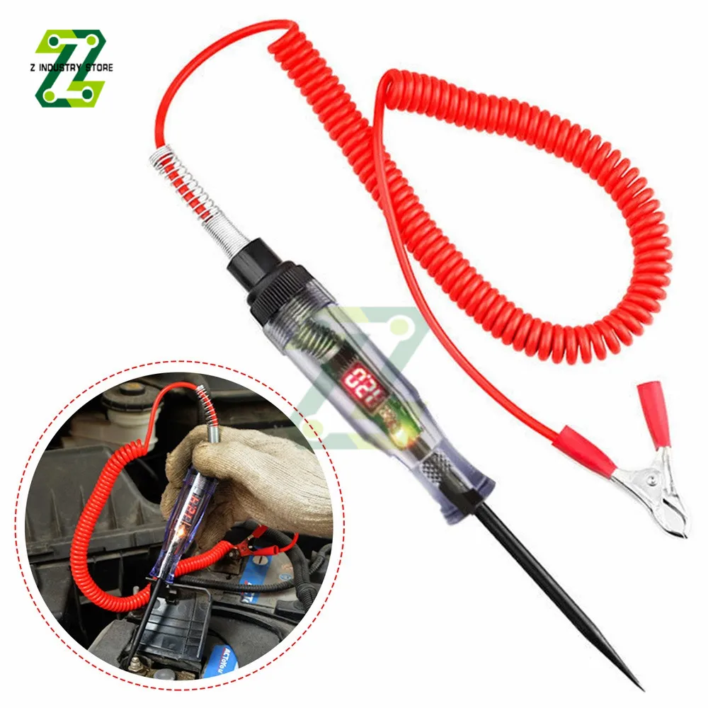 Car Truck Voltage Circuit Tester Digital Display Long Probe Pen Light Bulb Automotive Diagnostic Tools Auto Repair 3-36V