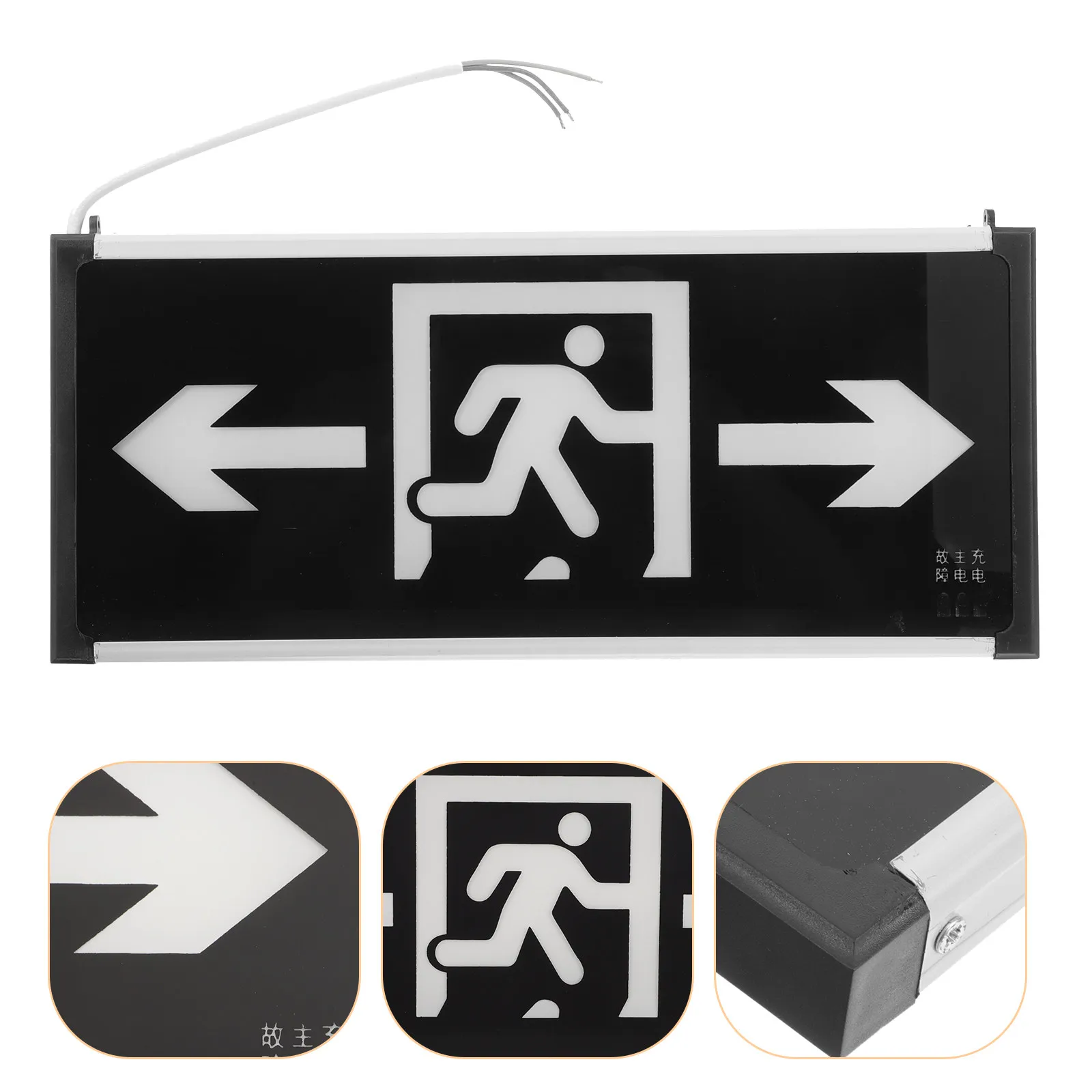LED Exit Emergency Light Wall Mount Hanging Sign High Brightness Dual Direction Indicator for Public Places