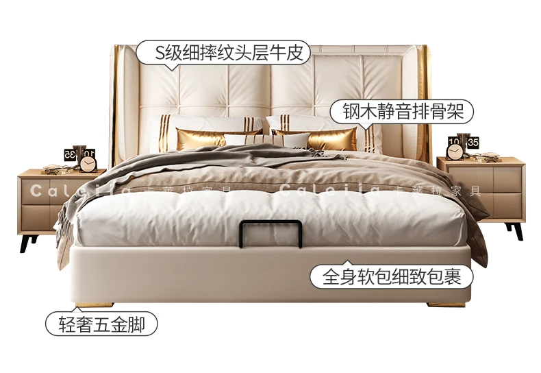Luxury King Size Bed with Storage Headboard - Image 3