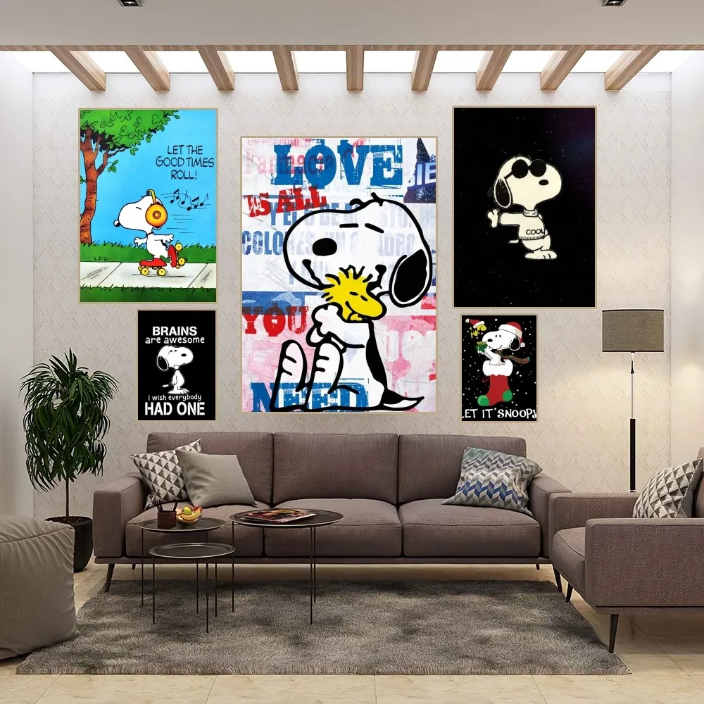 Snoopy Cute Poster Home Room Decor Aesthetic Art Wall Painting Stickers