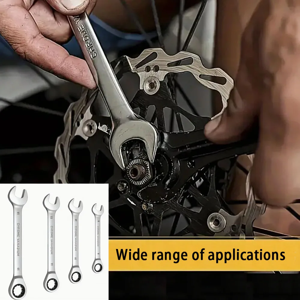 

4 шт./компл., набор комбинированных ключей с храповым механизмом 8,10,11,13 мм, метрический ключ с храповым механизмом, автомобильный ключ, набор инструментов для ремонта, ручные инструменты для работы