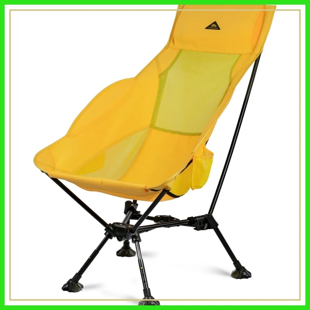 

Ultralight Compact Camping Folding Beach Chair with Anti-Sinking Large Feet - High Back, Triangular Frame