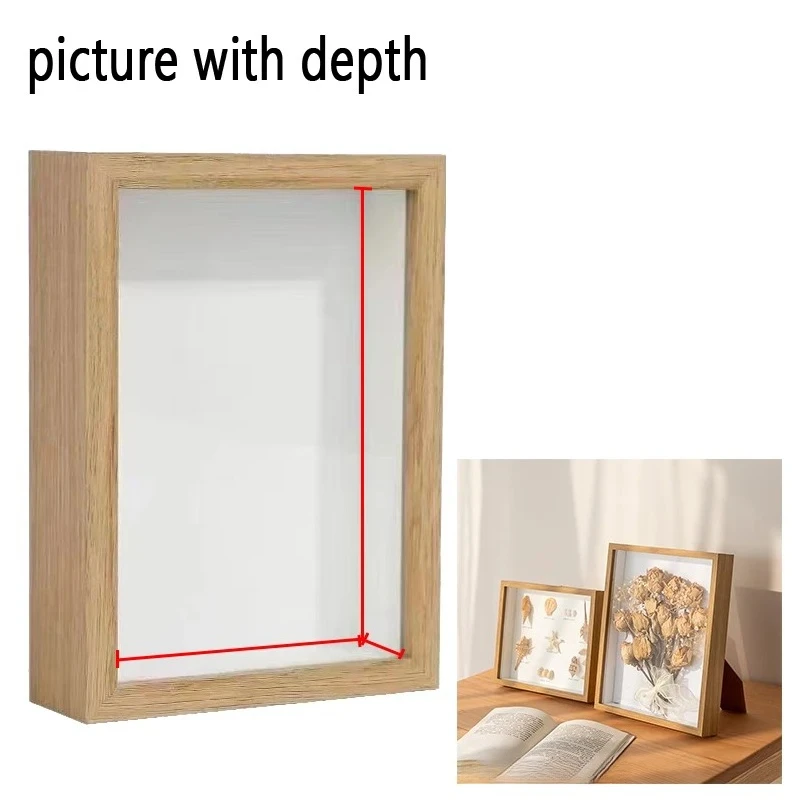 3D Wooden Picture Frames Depth 3cm Solid Wood Dried Flower Photo Frame for DIY  Plant Specimen Picture Frame Home Decoration