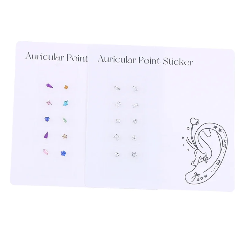 10 قطعة حجر الراين الموضة الغريبة الملونة الماس الأذن نقطة ملصقات الأذن ضغط عصا الوخز بالإبر الأذن الأذن ملصق تدليك