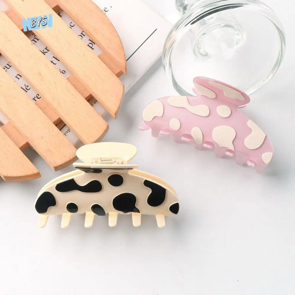 Claw Clip Cow Pattern Hair Claw Hair Accessories Korean Style Large Shark Clip Hair Ornament Ponytail Holder Acrylic Grab Clip