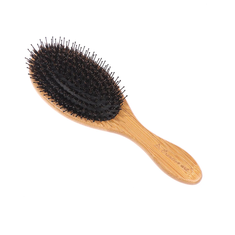 New Arrival Hair Brush Wood Handle Boar Bristle Beard Comb Styling Detangling Straighten Brown Lotus Boar Bristles Massage Comb