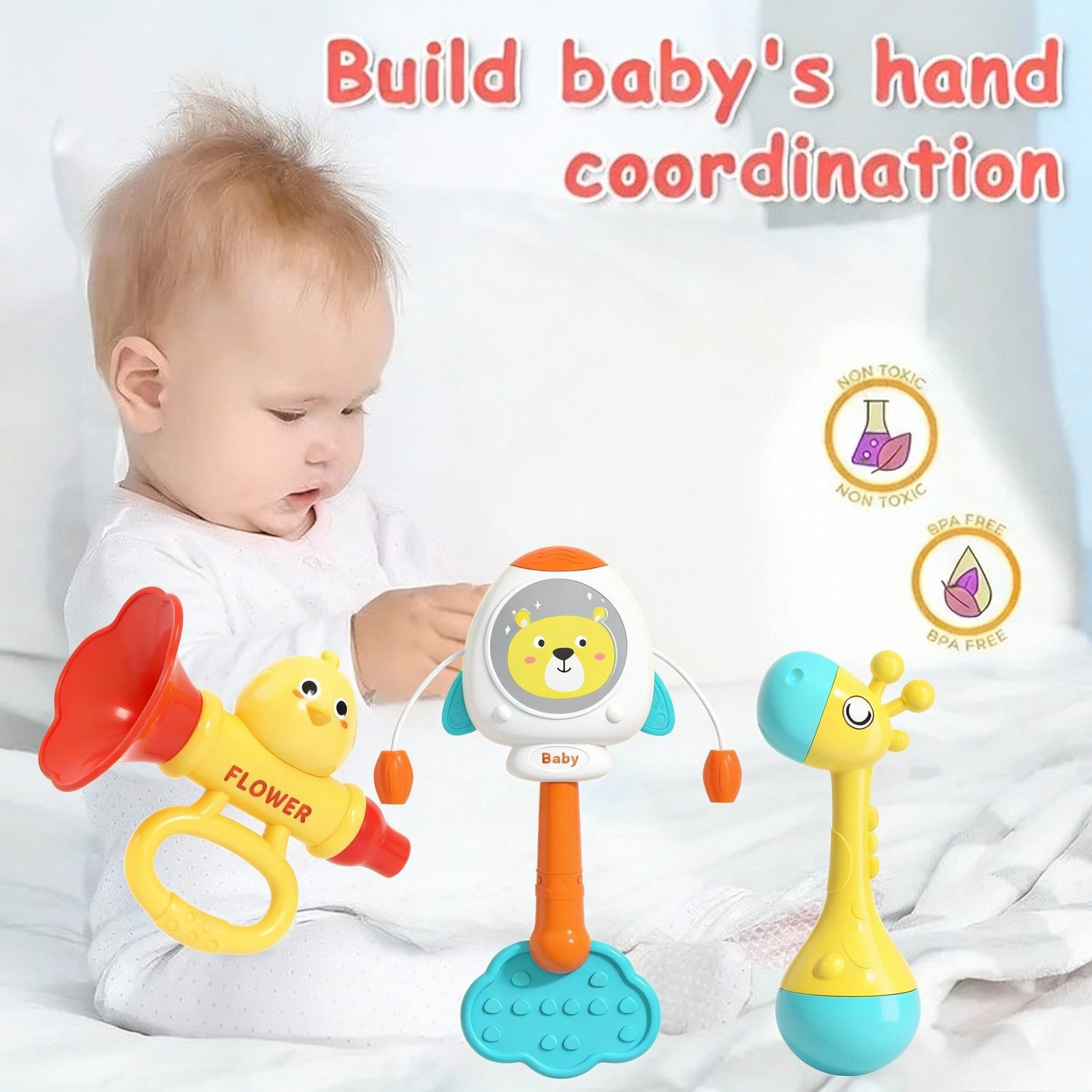 Bambino Martello di sabbia Giocattoli Batterista Scuotendo Sonagli Giraffa Bambino Sonaglio Scuotere Infantile Bambini Montessori Giocattoli educativi interattivi