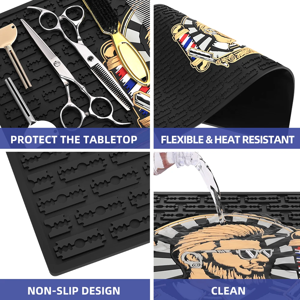 Retro Waterproof Salon Mat for Clippers - Anti-Slip Hair Cutting Storage Pad for Professional Grooming and Organization
