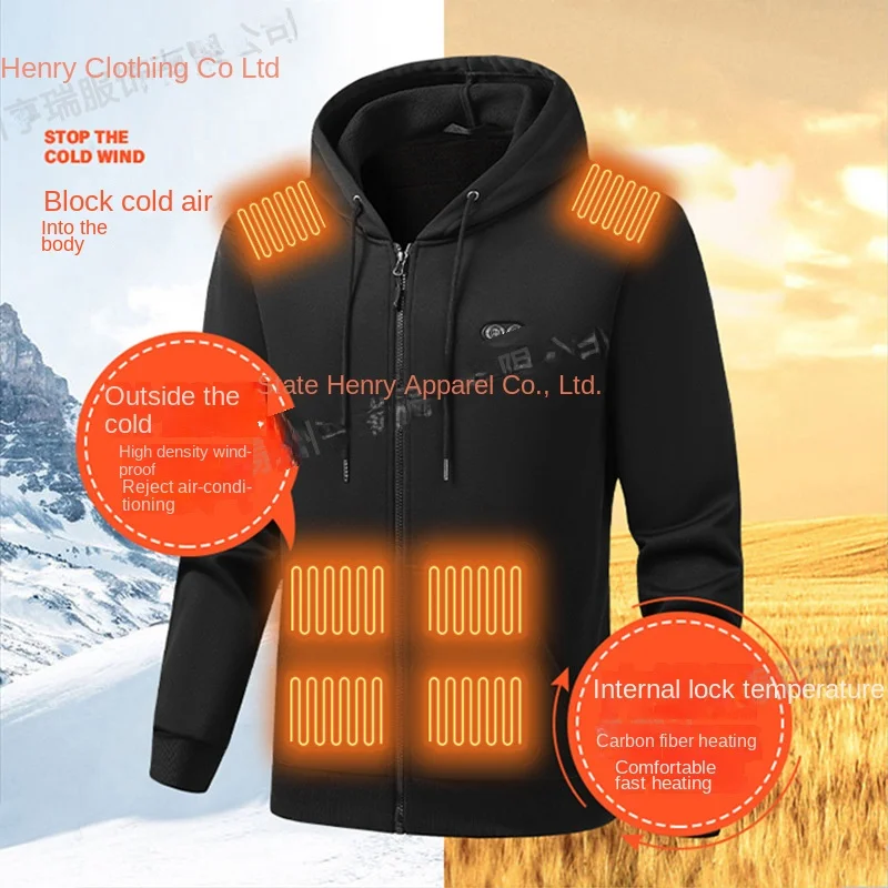 

Зимний новый умный кардиган с капюшоном и подогревом, мужская уличная повседневная хлопковая куртка с постоянной температурой и электрическим подогревом