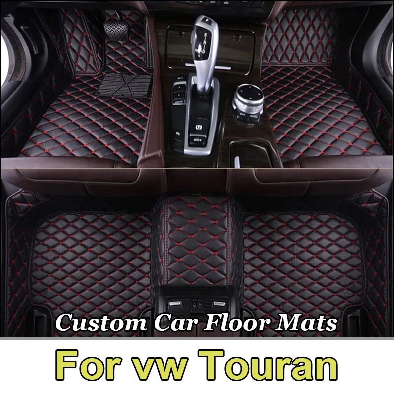 Leather Car Floor mats for vw Touran 2015 2014 2013 2012 2011 2009 2008 2007 2006 Carpets Rugs Pads Interior Parts Accessories