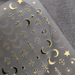 1pcs Luxury Star Moon Nail Art Stickers Gold Silver 5D Self Adhesive Nail Art Decorations Stickers Hot Stamping Manicure Decals