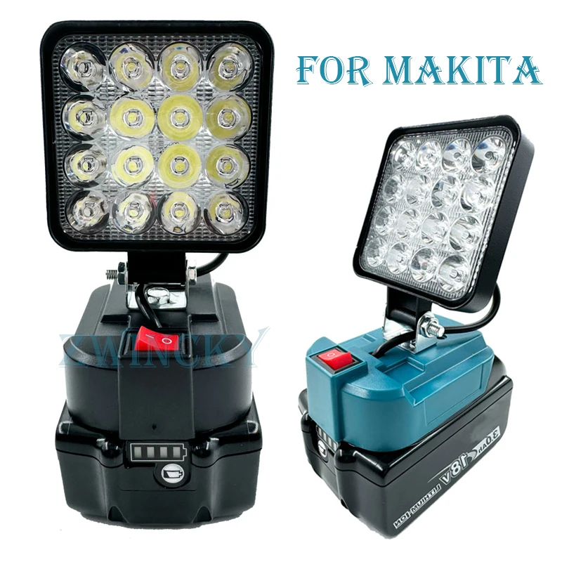 For Makita 14.4V-18V Li-ion Battery Cordless LED Work Light Outdoor Flashlight Camping Lamp Emergency Lighting Accessories