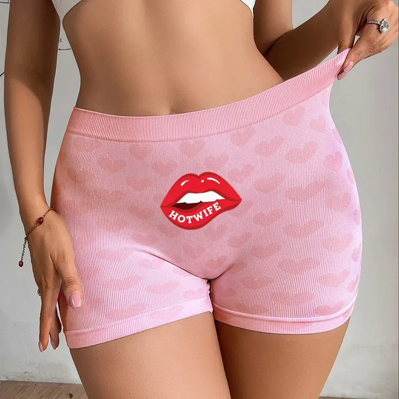 Sexy Lips Hot Wife Wowens Underwear Love Heart Pink Knitting Underwear Female High-waisted Comfortable Breathable Girls Panties