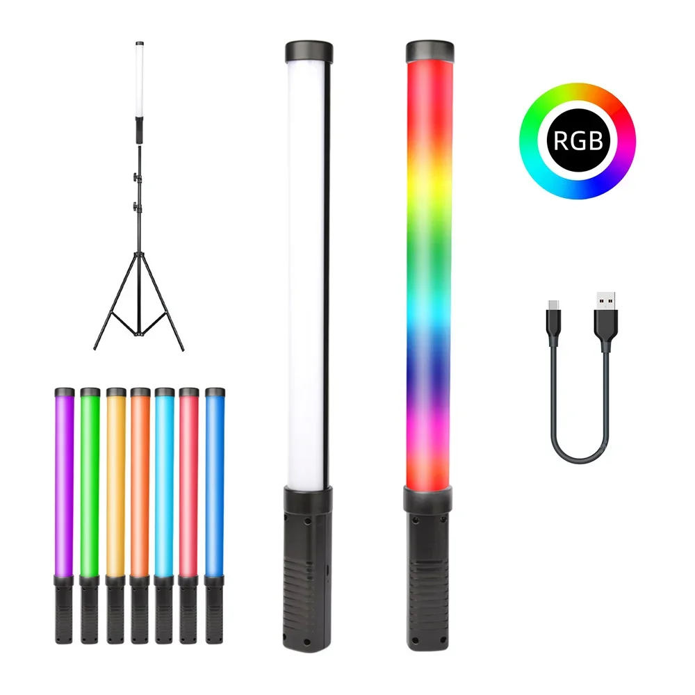 RGB Video Light Stick Wand Party Colorful LED Lamp Fill Light Handheld Flash Speedlight Photography Lighting With Tripod Stand