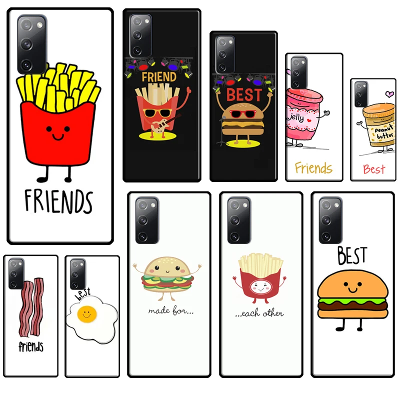 BFF Best Friends Burger Fries Food Case For Samsung Galaxy S23 S21 S22 Ultra S8 S9 S10 Plus Note 10 Note 20 Ultra S20 FE Cover