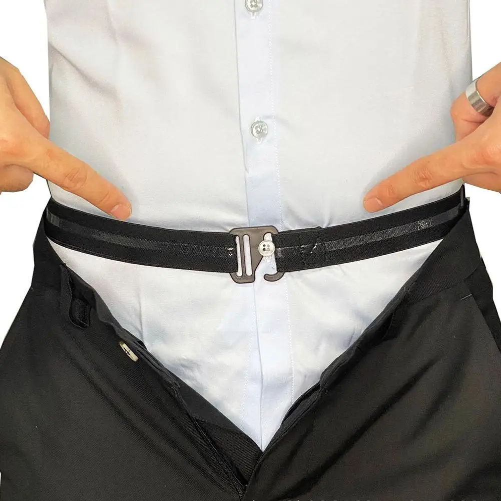 Men Women Shirt Stay Belt Imitation Nylon Black Non-slip Elastic Waistband Adjustable Elastic Non-slip Shirt Holder Strap Belt