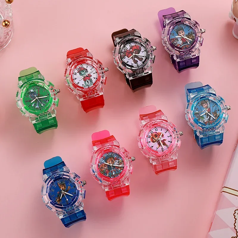 Relojes electrónicos luminosos de la patrulla canina para niños, relojes de pulsera, juguetes Csrartoon Chase, reloj luminoso, regalos de cumpleaños para niños y niñas