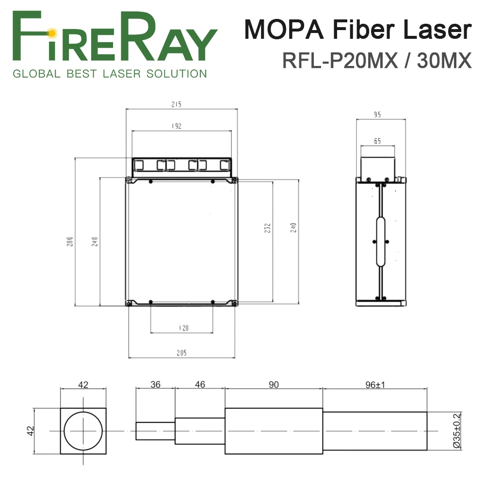 FireRay Original Raycus 20W MOPA Pulsed Fiber Laser Source RFL-P20MX Color Marking DIY Sliver Gold Marking for Marking Machine