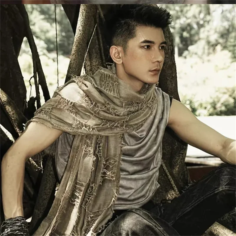 

Retro Apocalyptic Scarves Capes Unisex Steampunk Hip Hop Cotton Linen Scarf Ruins Style Tactical Shawl Neck Warmer Outdoor