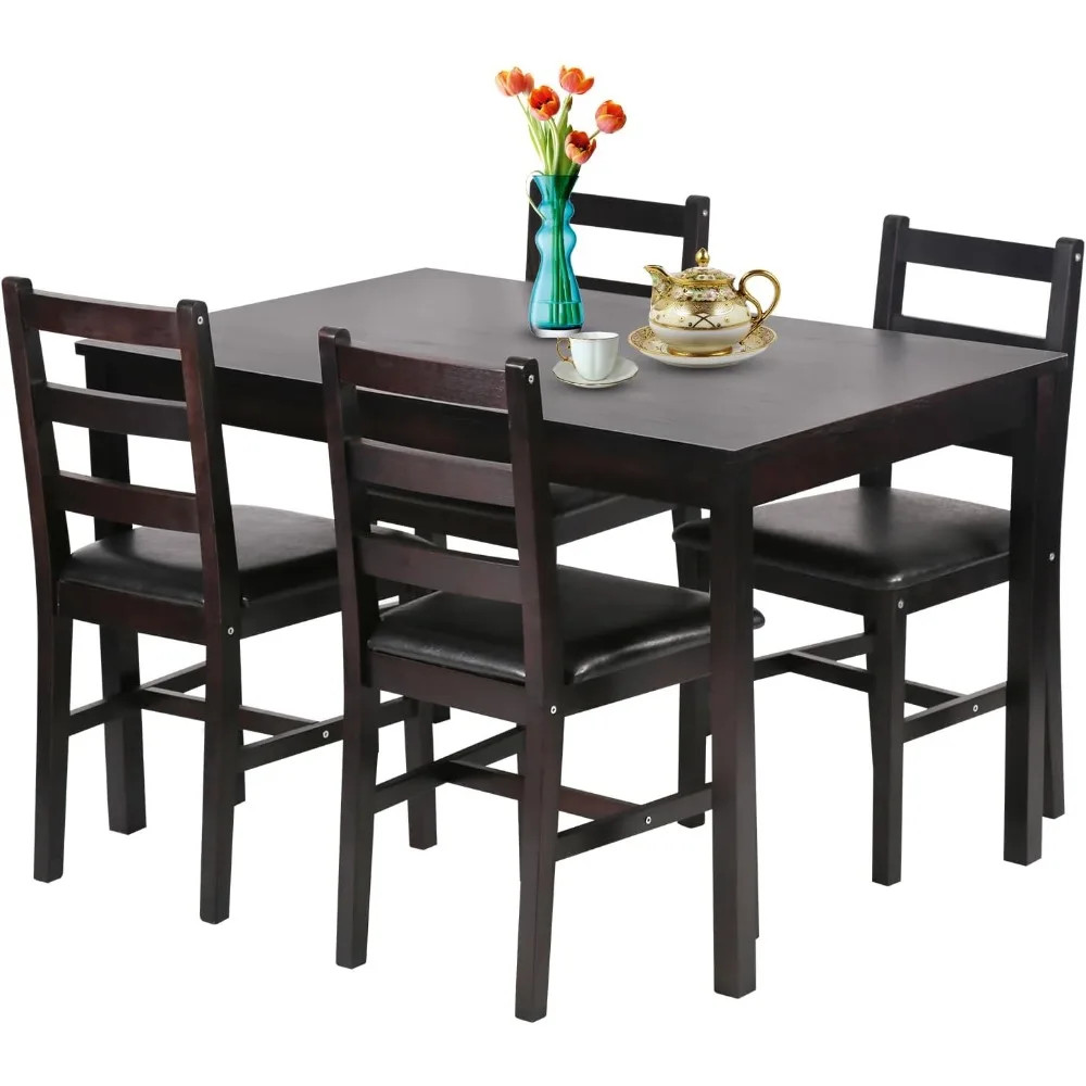 

5 Pieces Kitchen Dining Room Set Dining Kitchen Table and Chairs Mid Century Style Wood Dinette Table