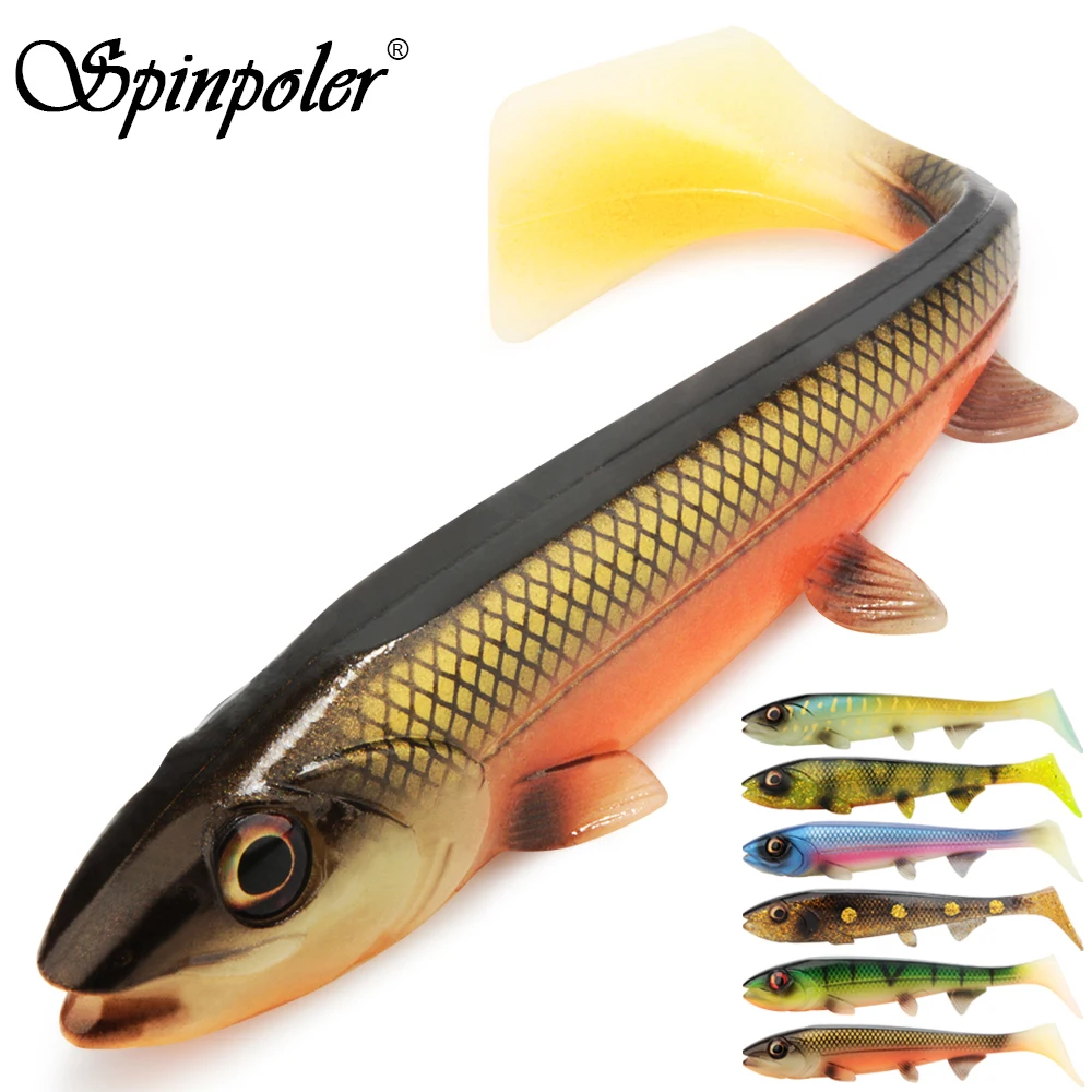 Spinpoler Bombshad Square Tail Swimbait Shad Pike Lures 14cm 18cm Drukowanie Silikonowe Sztuczne Dla Dużego Połowy Wędkarstwo Morskie Wobbler