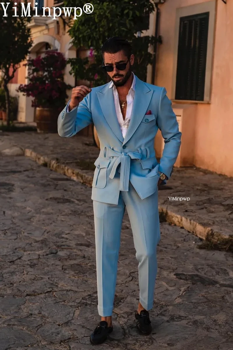 ชุดสูทผู้ชายสีฟ้าอ่อน 2 ชิ้น ช - Men'S Holiday Formal Wear บทวิจารณ์และราคา