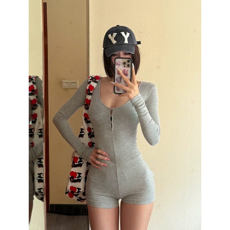 

Sexy Long Sve Suit for Women High Waist Tight Fit Wrap around Waist Design round Ne Autumn Winter New Sle