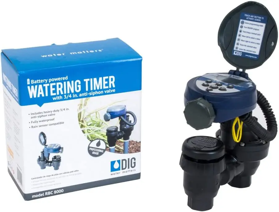 Battery Powered Irrigation Controller with Anti-Siphon Valve for Sprinklers & Drip Systems