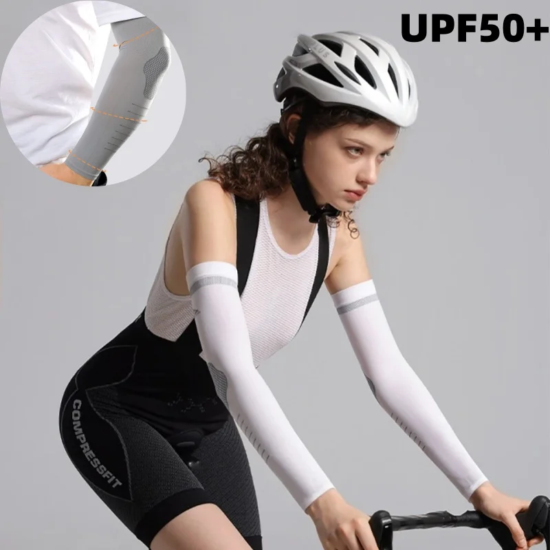 

1Pair Cycling Running Fishing Sunscreen Arm Women Men Summer Sun Protection Cuffs Non-Slip Arm Sleeves Sports Ice Silk Sleeve