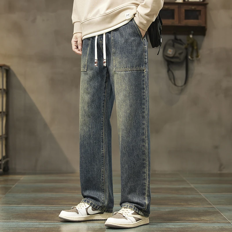 

Модные свободные прямые повседневные универсальные длинные джинсы Весна/Лето 2026