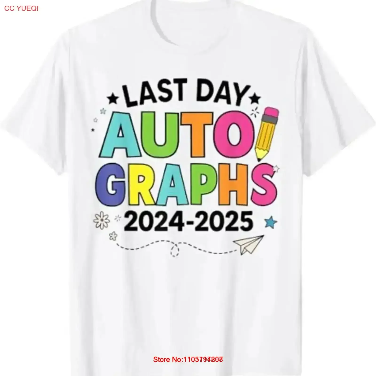 Last Day Of School Autographs End Teacher T Shirt vintage Washed Breathable designer clothes Soft Stretched homme Casual