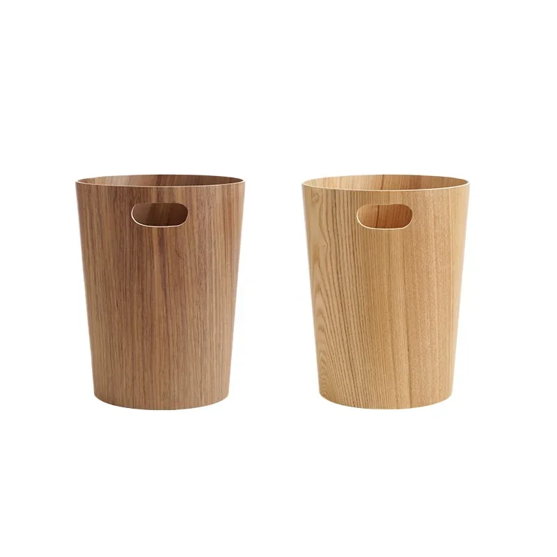 

Creative Wooden Trash Can Round Simple Cleaning Tools Garbage Can Home Wastebasket Bathroom Trash Bin Kitchen Waste Storage Bins