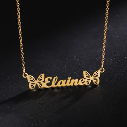 Sipuris collana personalizzata con nome personalizzato Hot Fashion Butterfly Graphic in acciaio inossidabile dorato girocollo gioielli regali per le donne