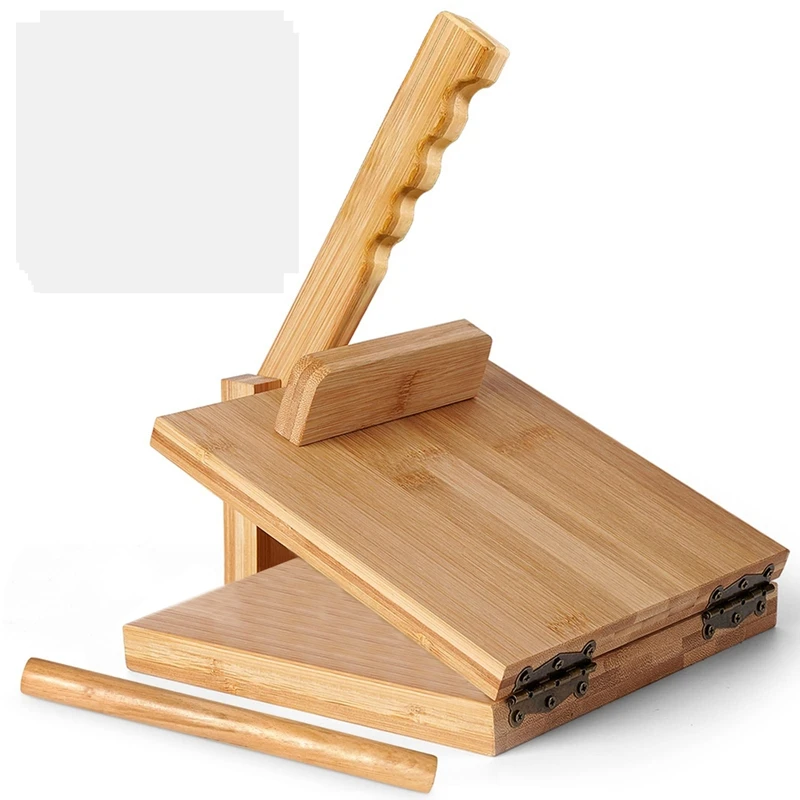 

Top Sale Tortilla Press10 Inch Roti Maker With Rolling Pin Large Bamboo Wood Tortilla Maker With 50 Pieces Parchment Paper