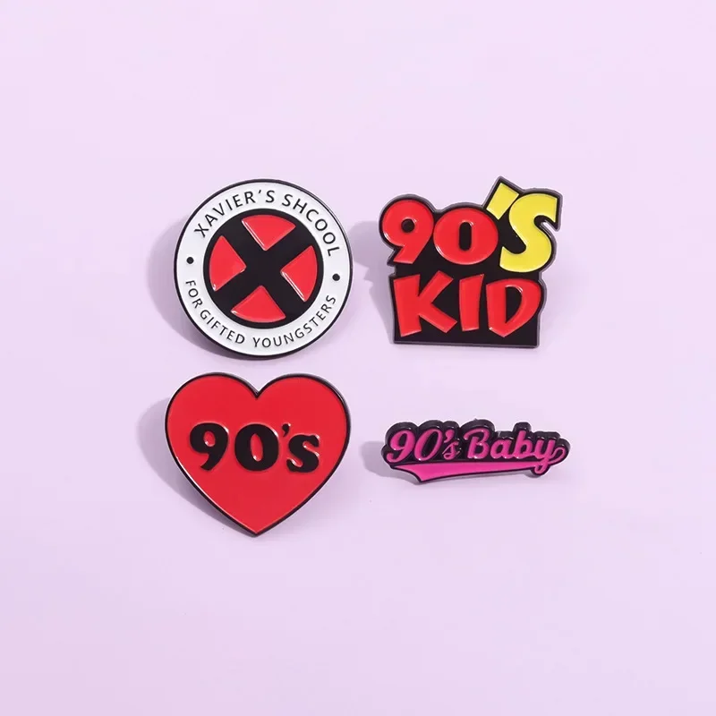 90's Baby Funny Slogans Collected Enamel Pins Nostalgia 90s Kids Brooches Backpack Lapel Metal Badge Jewelry Gifts For Friends