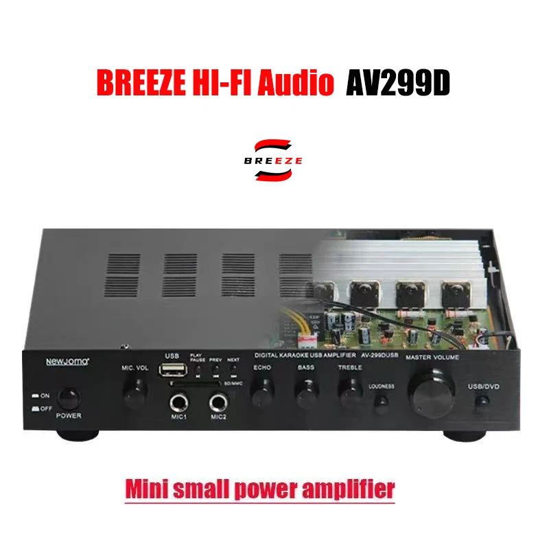 

BREEZE мини небольшой усилитель мощности, многофункциональный настольный HIFI аудио, беспроводной Bluetooth FM-приемник, микрофон,Singing KTV