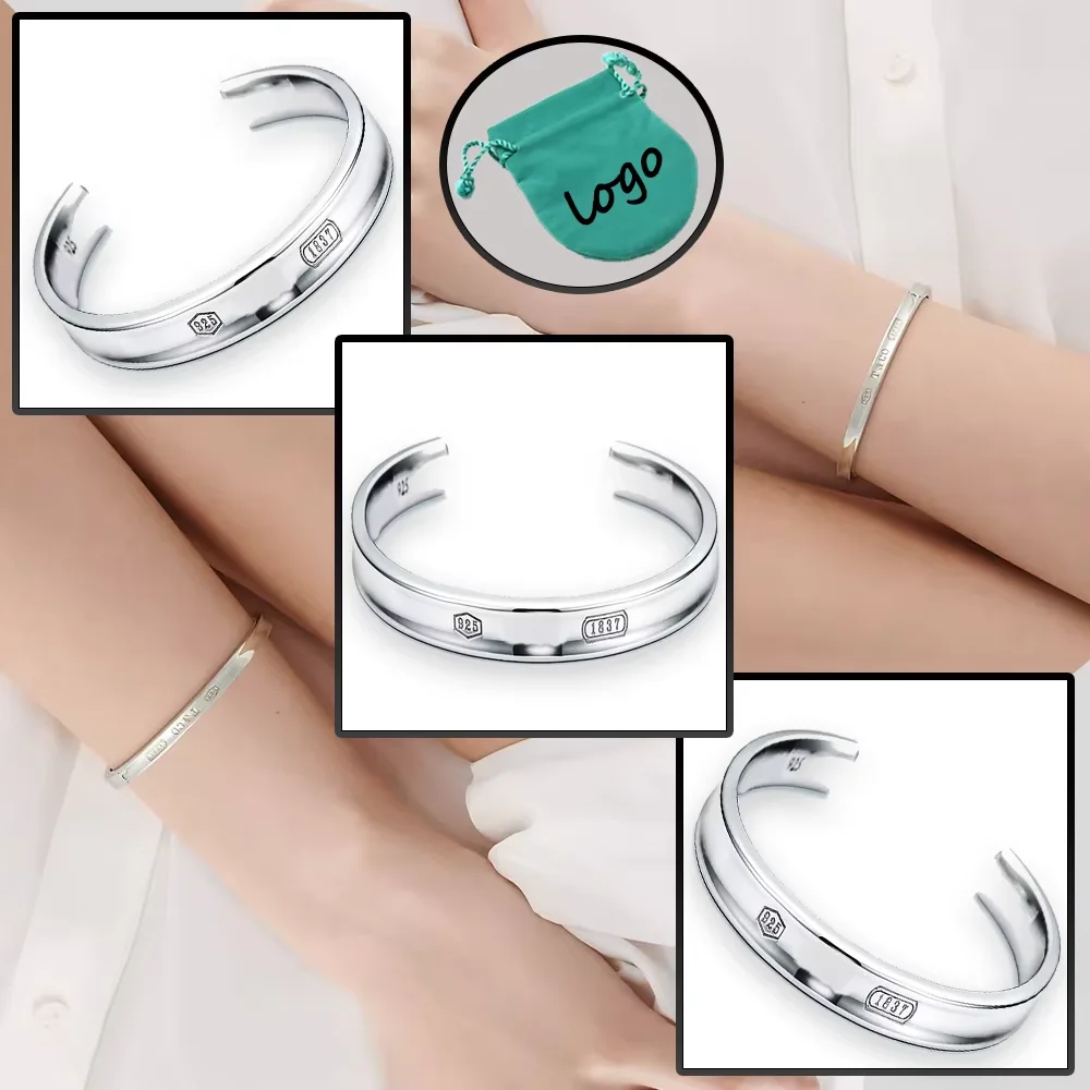 Light luxury high-end fashion charm T pure silver s925 1837 series elegant and simple classic smooth surface bracelet