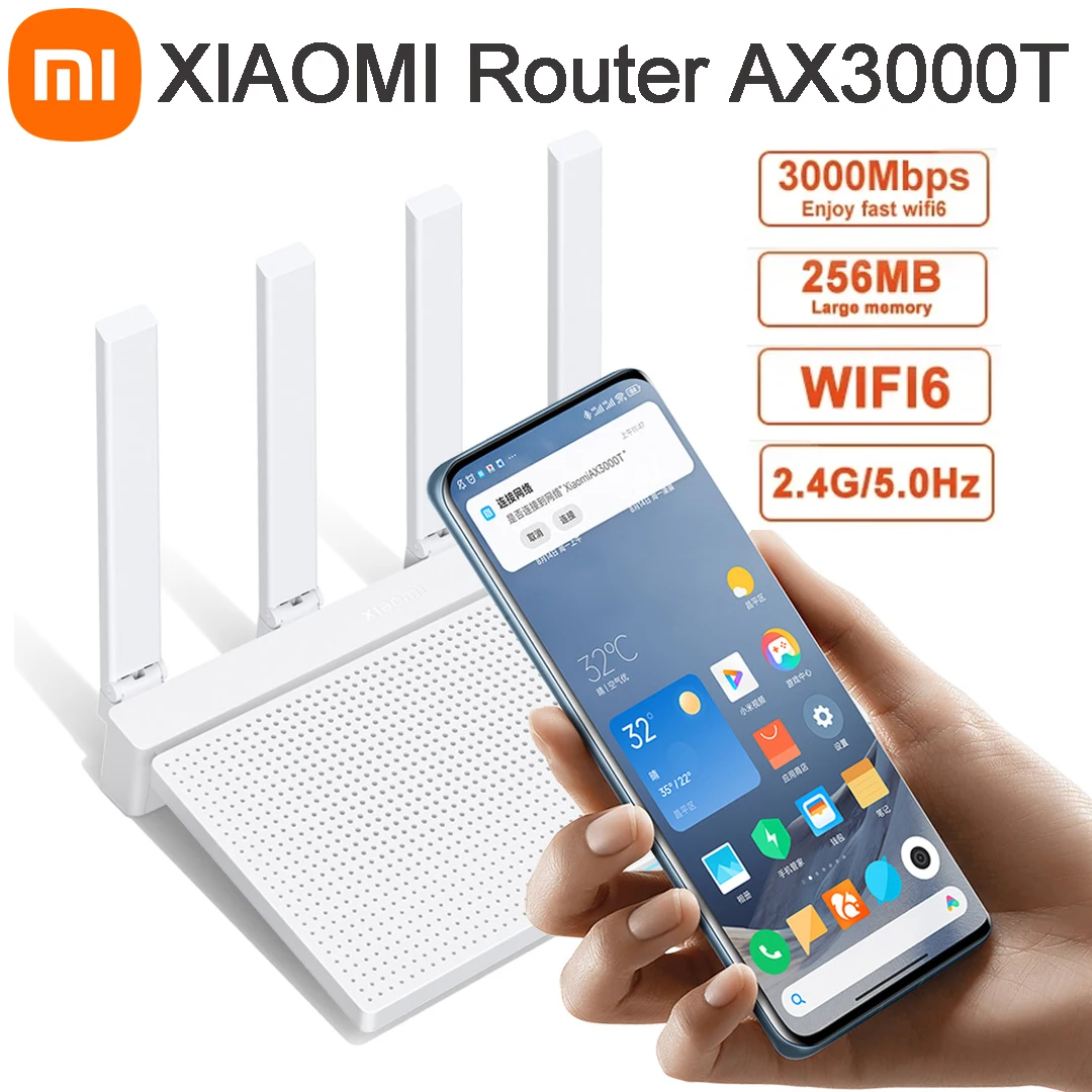 

Маршрутизатор Xiaomi AX3000T 2,4G 5G Mesh Technology Wi-Fi 6, эффективное проникновение стен, детская онлайн-защита, повторитель Wi-Fi-маршрутизатора
