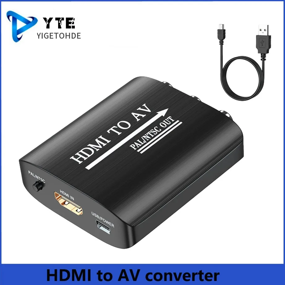 

HDMI to RCA converter, supports PAL/NTSC, suitable for Apple TV, Roku, Fire Stick, Blu -ray, DVD player, old TV, projector, etc.