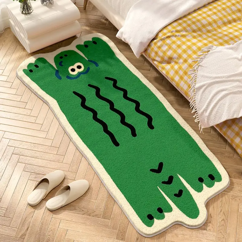 Cartoon Funny Animal Cartoon Rug Crocodile Carpet Bedroom Soft Flannel Rug Housewarming Children's Gift Handmade Rug Home Decor